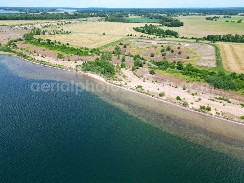 Aerial image Löbnitz - Riparian areas on the lake Seehlhausener See in Loebnitz in the state Saxony, Germany