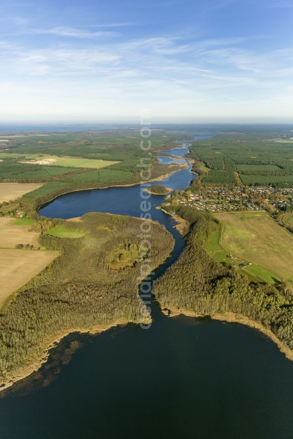 Güstrow from above - Shore areas of the lake district Güstrow in Mecklenburg - Western Pomerania