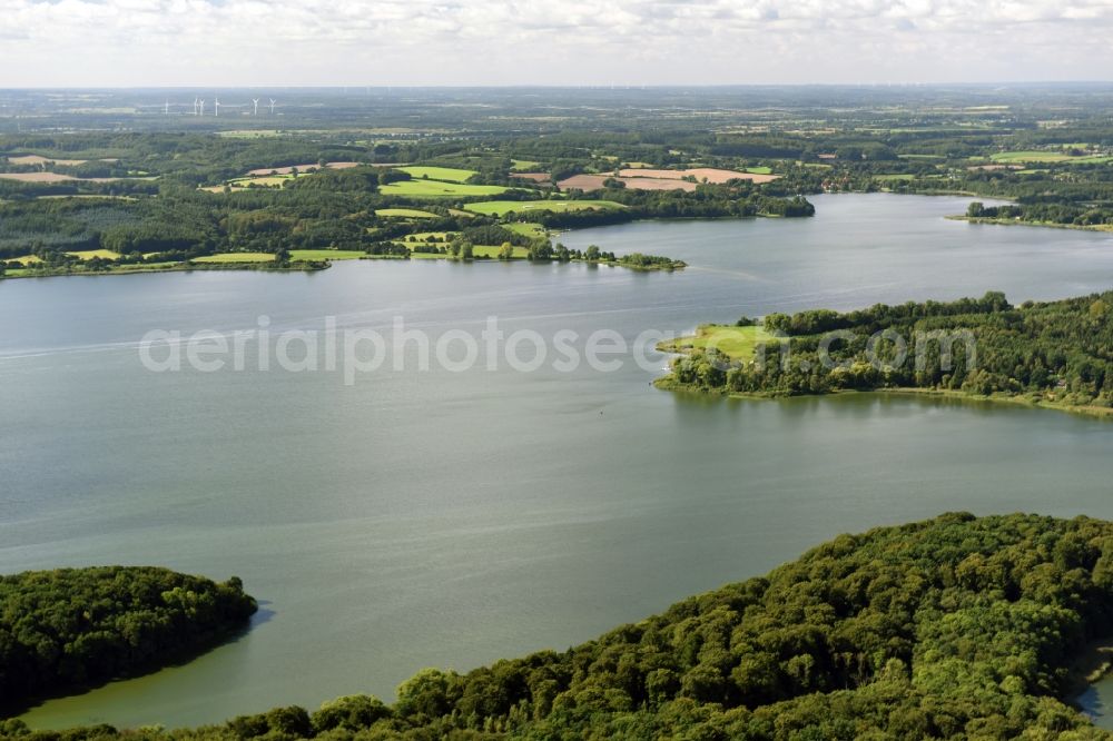 Felde from above - Riparian areas on the lake area of Ahrensee in Felde in the state Schleswig-Holstein