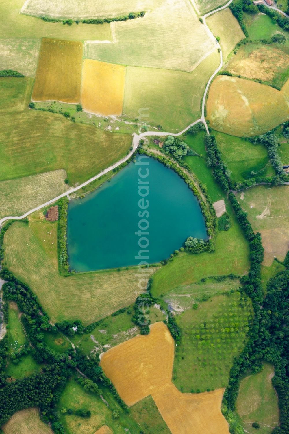 Aerial image Chorges - Riparian areas on the lake area close to Chorges in Provence-Alpes-Cote d'Azur, France