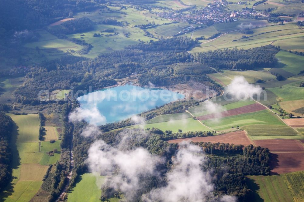 Aerial image Hilzingen - Riparian areas on the lake area of Binninger Ried in the district Binningen in Hilzingen in the state Baden-Wuerttemberg