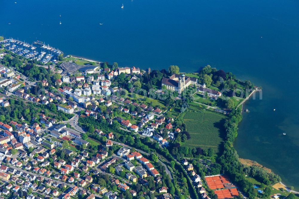 Friedrichshafen from above - Riparian areas on the lake area of Lake Constance in Friedrichshafen in the state Baden-Wurttemberg, Germany