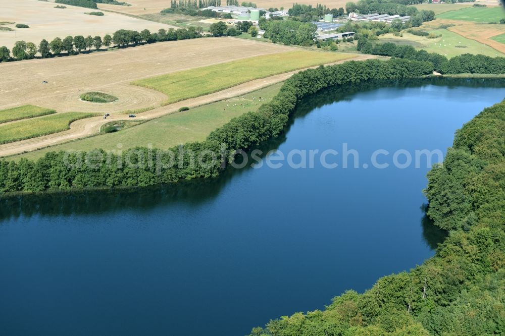 Feldberger Seenlandschaft from above - Riparian areas on the lake area of Dolgener See in Feldberger Seenlandschaft in the state Mecklenburg - Western Pomerania