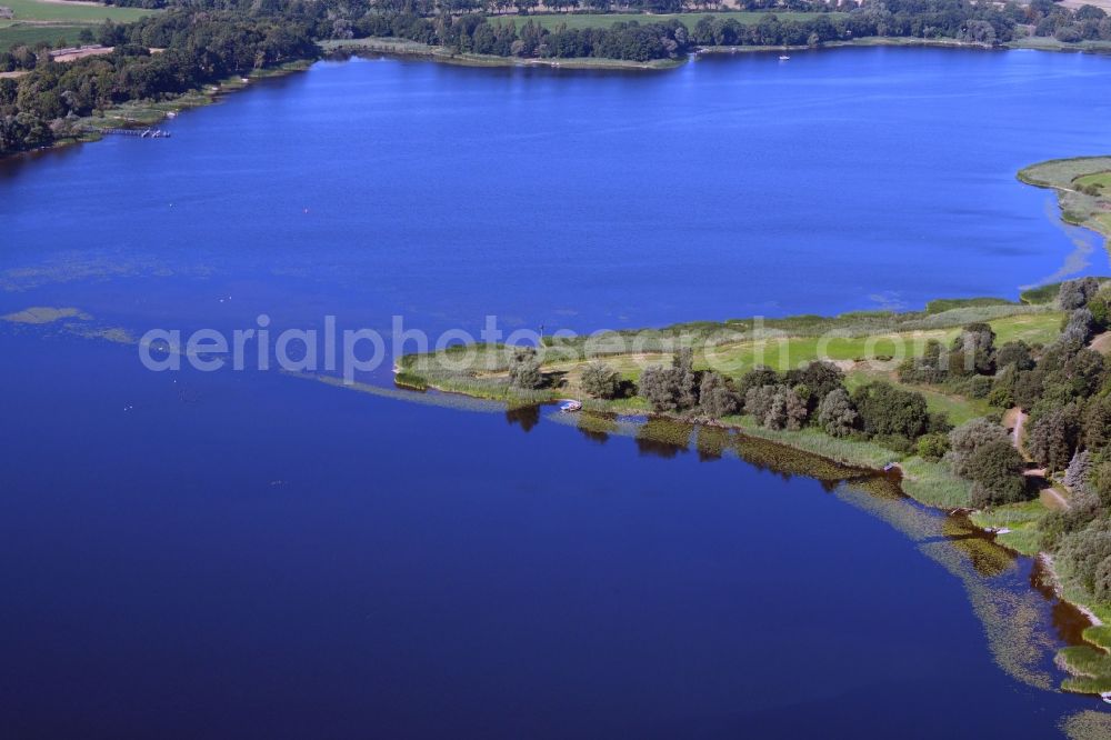 Stechow-Ferchesar from above - Riparian areas on the lake area of Ferchesarer See in Stechow-Ferchesar in the state Brandenburg, Germany