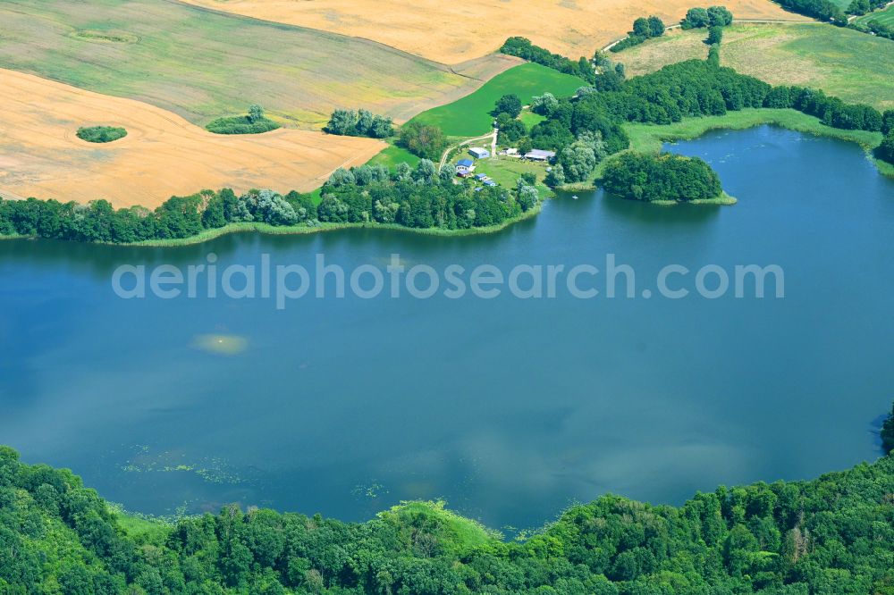 Aerial image Briesen - Riparian areas on the lake area of Grosser Briesensee in Briesen in the state Brandenburg, Germany