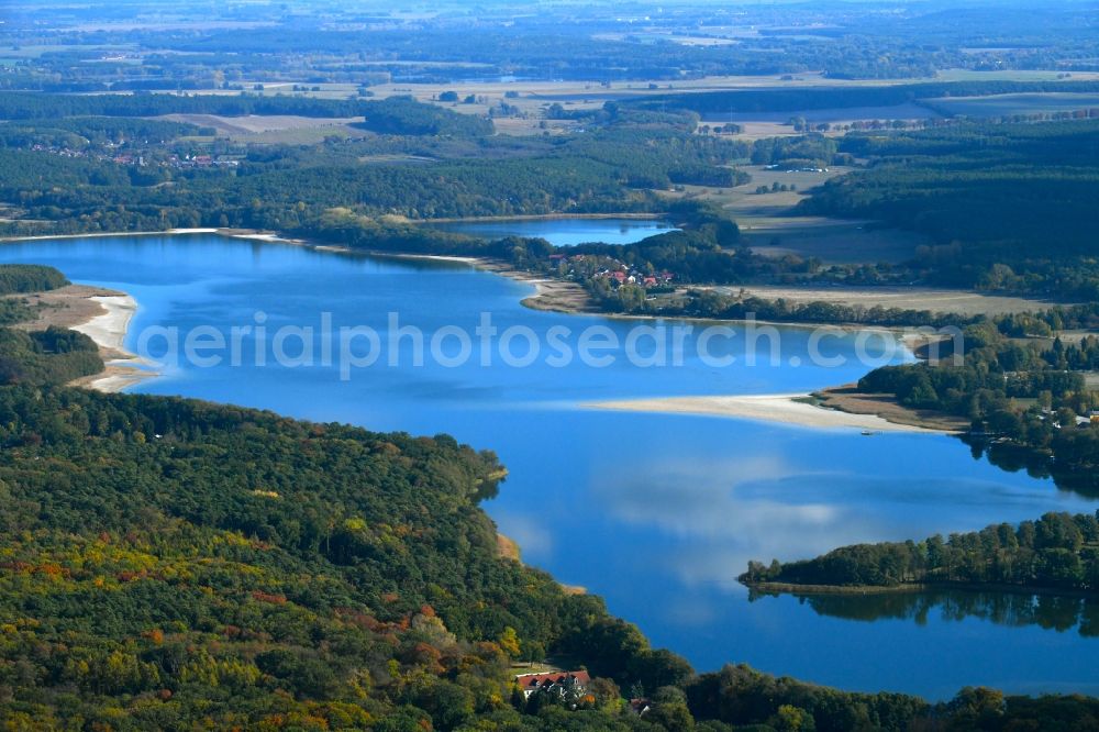 Seddin from the bird's eye view: Riparian areas on the lake area of Grosser Seddiner See in Seddin in the state Brandenburg, Germany