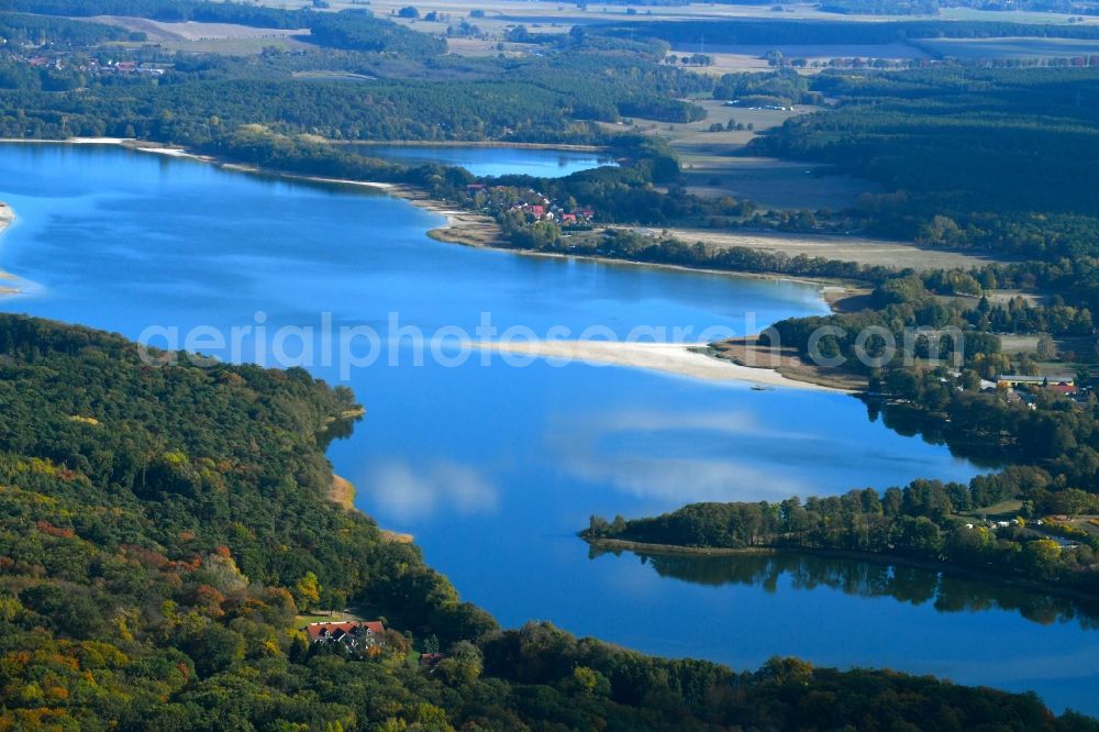 Aerial image Seddin - Riparian areas on the lake area of Grosser Seddiner See in Seddin in the state Brandenburg, Germany