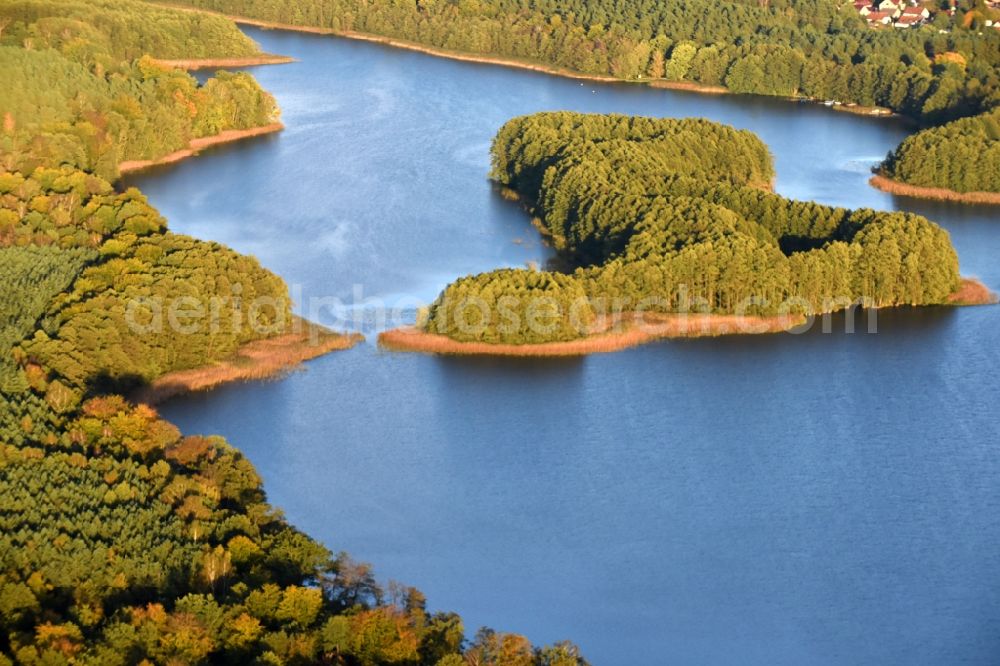 Aerial image Wentow - Riparian areas on the lake area of Grosser Wentowsee in Wentow in the state Brandenburg, Germany