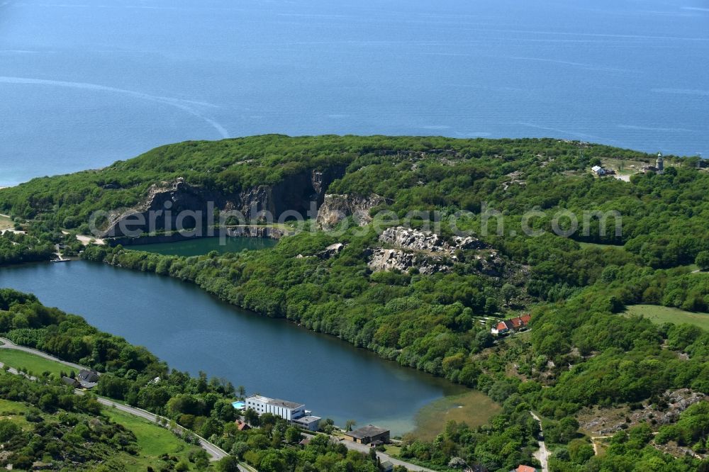 Allinge from above - Riparian areas on the lake area of Hammersovej Bornholm Island in Allinge in Region Hovedstaden, Denmark