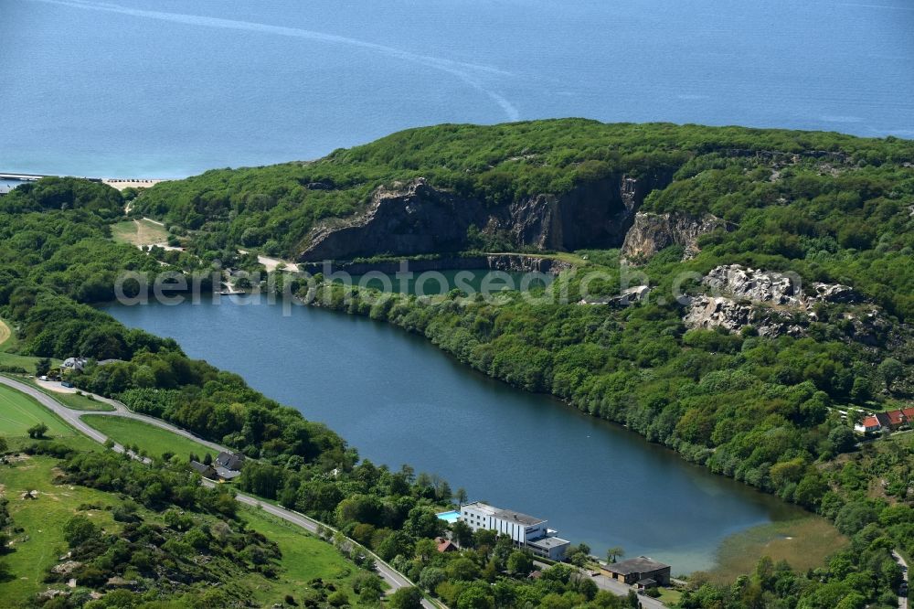 Aerial image Allinge - Riparian areas on the lake area of Hammersovej Bornholm Island in Allinge in Region Hovedstaden, Denmark