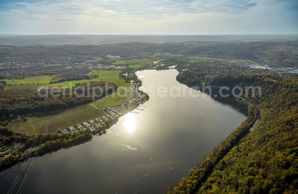 Aerial photograph Hagen - Riparian areas on the lake area of Harkortsee in Hagen in the state North Rhine-Westphalia, Germany