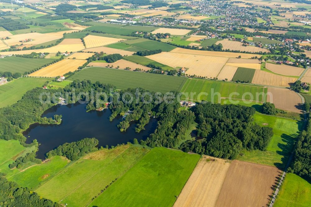 Spenge from above - Riparian areas on the lake area of Huecker-Moor-See in Spenge in the state North Rhine-Westphalia