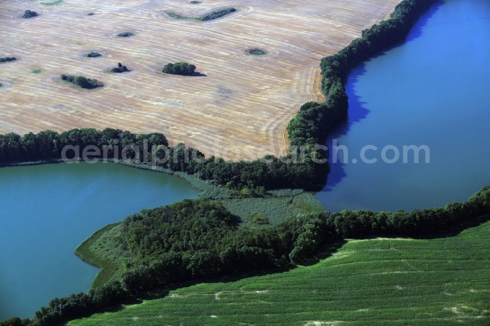 Aerial photograph Neu Gaarz - Riparian areas on the lake area of Hofsee - Tiefer See in Neu Gaarz in the state Mecklenburg - Western Pomerania