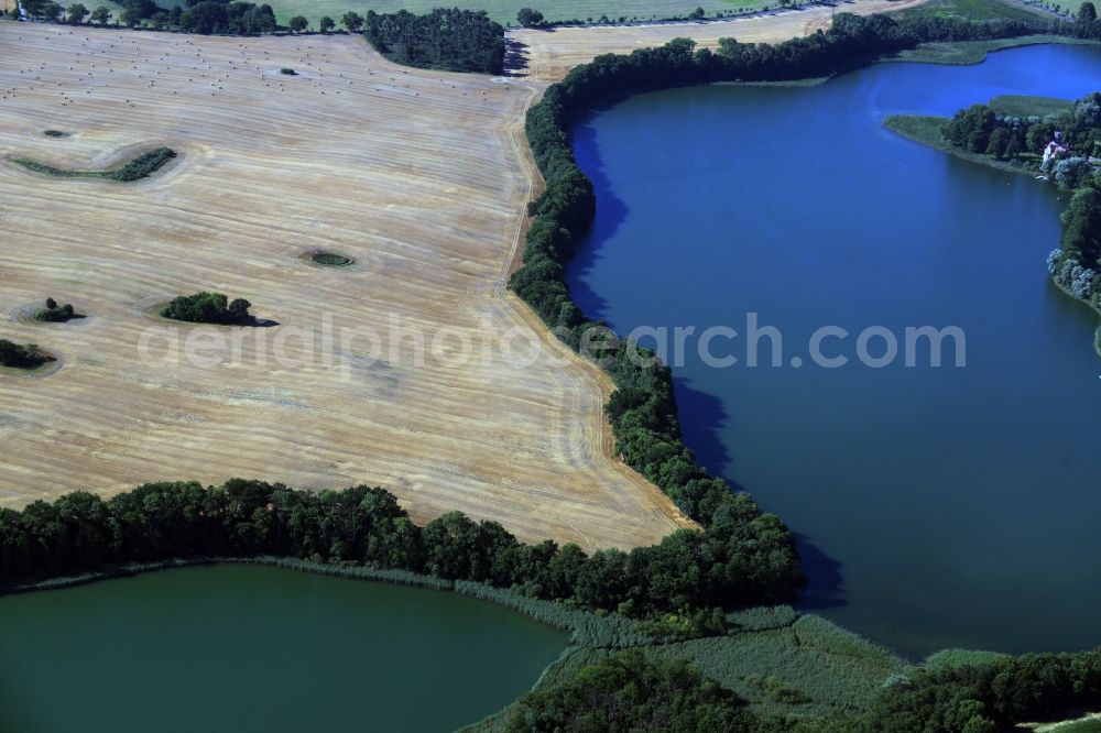 Neu Gaarz from above - Riparian areas on the lake area of Hofsee - Tiefer See in Neu Gaarz in the state Mecklenburg - Western Pomerania