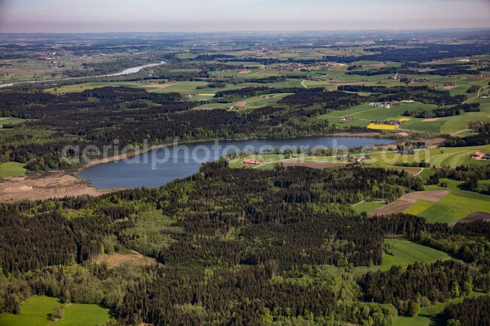 Aerial image Bad Aibling - Riparian areas on the lake area of Hofstaetter See in Bad Aibling in the state Bavaria, Germany