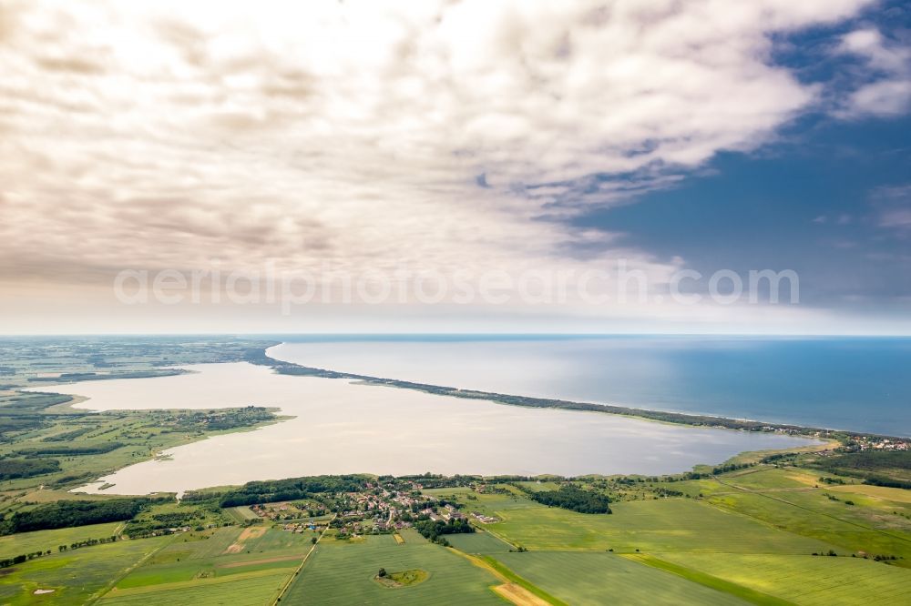 Lazy from the bird's eye view: Riparian areas on the lake area of Jezioro Jamno in Lazy in West Pomerania, Poland