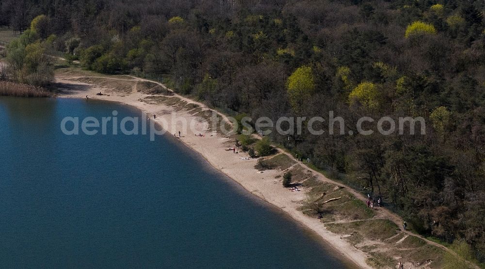 Berlin from above - Riparian areas on the lake area of Kaulsdorfer Seen in the district Kaulsdorf in Berlin, Germany