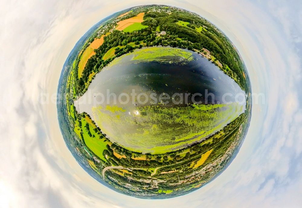 Witten from the bird's eye view: riparian areas on the lake area of Kemnader See in Herbede in the state North Rhine-Westphalia. View from Witten across the lake