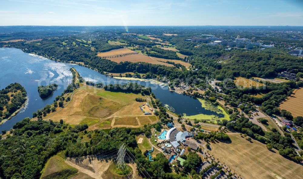 Witten from the bird's eye view: Riparian areas on the lake area of Kemnader See and of Oelbach in Witten in the state North Rhine-Westphalia, Germany