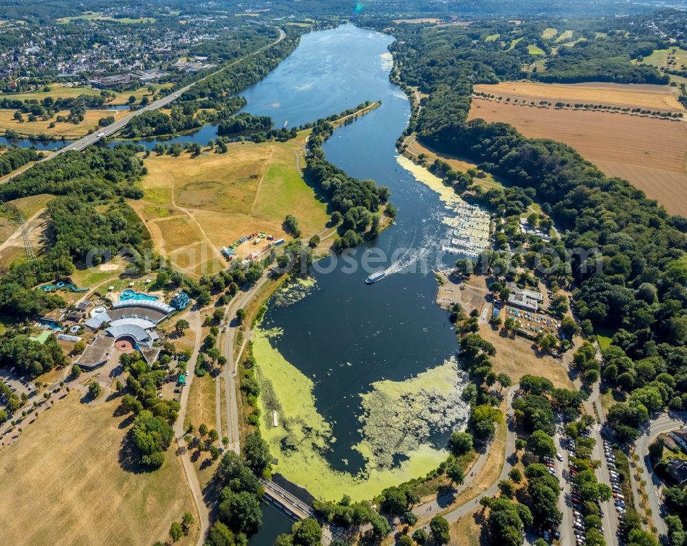 Aerial photograph Witten - Riparian areas on the lake area of Kemnader See and of Oelbach in Witten in the state North Rhine-Westphalia, Germany
