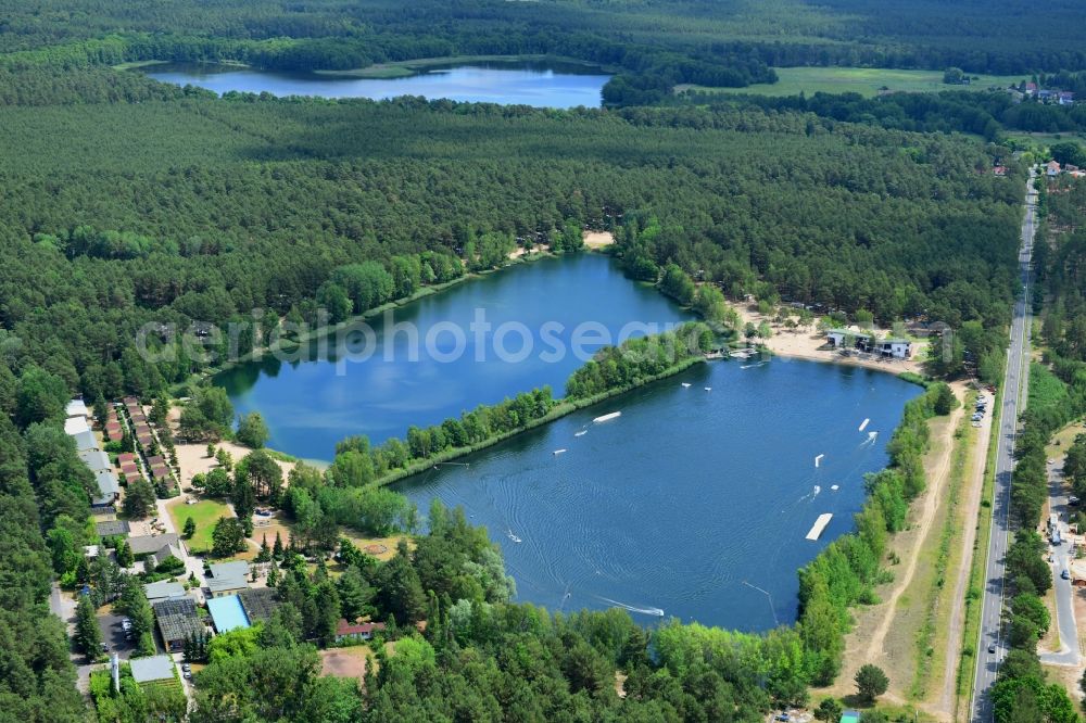 Aerial image Ruhlsdorf - Riparian areas on the lake area of Kiessee in Ruhlsdorf in the state Brandenburg, Germany