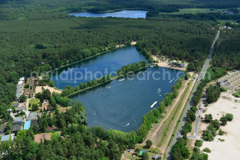 Aerial photograph Ruhlsdorf - Riparian areas on the lake area of Kiessee in Ruhlsdorf in the state Brandenburg, Germany