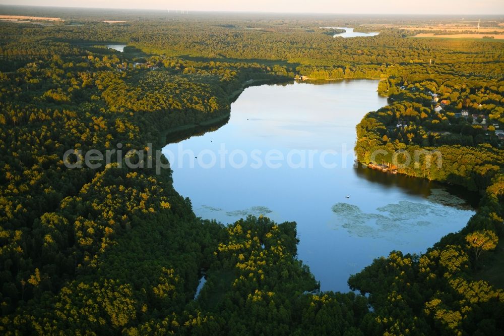 Seilershof from above - Riparian areas on the lake area of Kleiner Wentowsee in Seilershof in the state Brandenburg, Germany