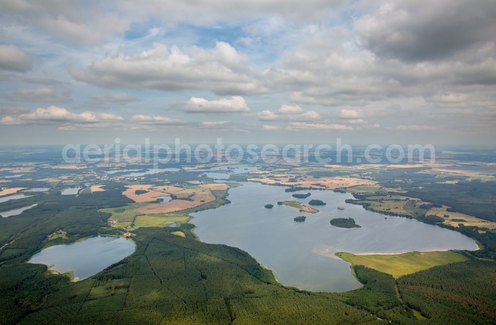 Krakow am See from the bird's eye view: Riparian areas on the lake area of Krakower See in Krakow am See in the state Mecklenburg - Western Pomerania