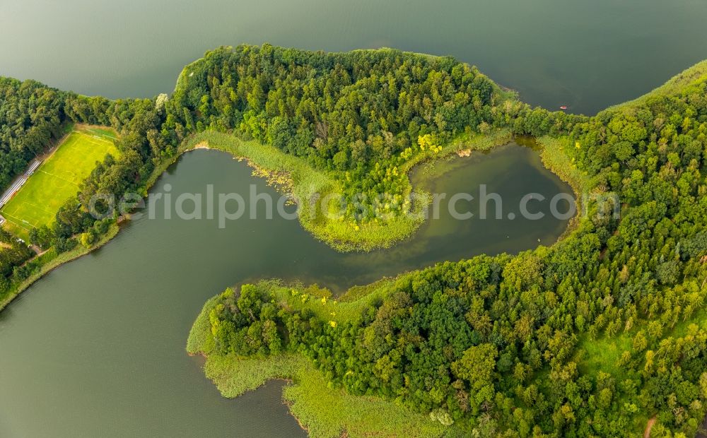 Krakow am See from the bird's eye view: Riparian areas on the lake area of Krakower See in Krakow am See in the state Mecklenburg - Western Pomerania