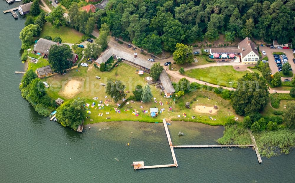 Krakow am See from the bird's eye view: Riparian areas on the lake area of Krakower See in Krakow am See in the state Mecklenburg - Western Pomerania