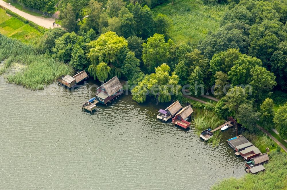 Krakow am See from above - Riparian areas on the lake area of Krakower See in Krakow am See in the state Mecklenburg - Western Pomerania