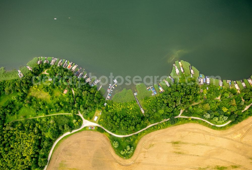 Aerial image Krakow am See - Riparian areas on the lake area of Krakower See in Krakow am See in the state Mecklenburg - Western Pomerania