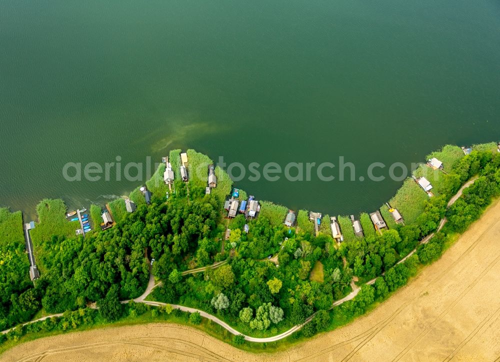 Krakow am See from the bird's eye view: Riparian areas on the lake area of Krakower See in Krakow am See in the state Mecklenburg - Western Pomerania