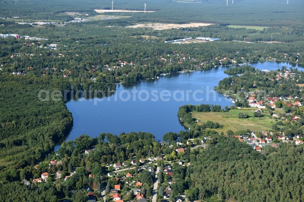 Aerial image Königs Wusterhausen - Riparian areas on the lake area of Krimnicksee in Koenigs Wusterhausen in the state Brandenburg