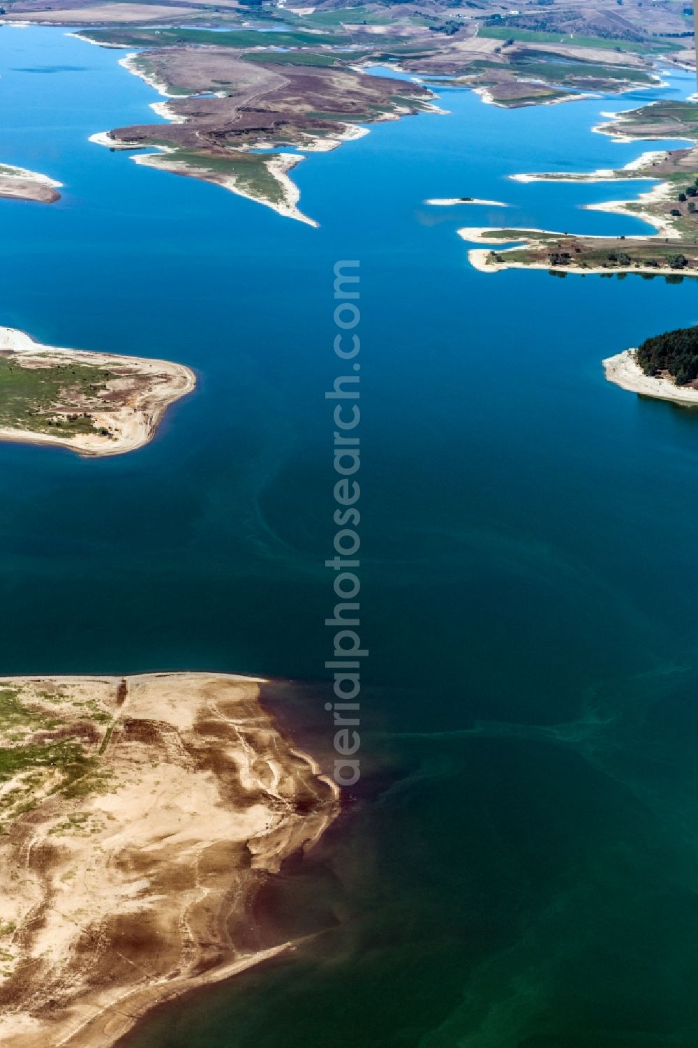 San Lorenzo from above - Riparian areas on the lake area of Lago di Cecita in National Park Sila in San Lorenzo in Italy