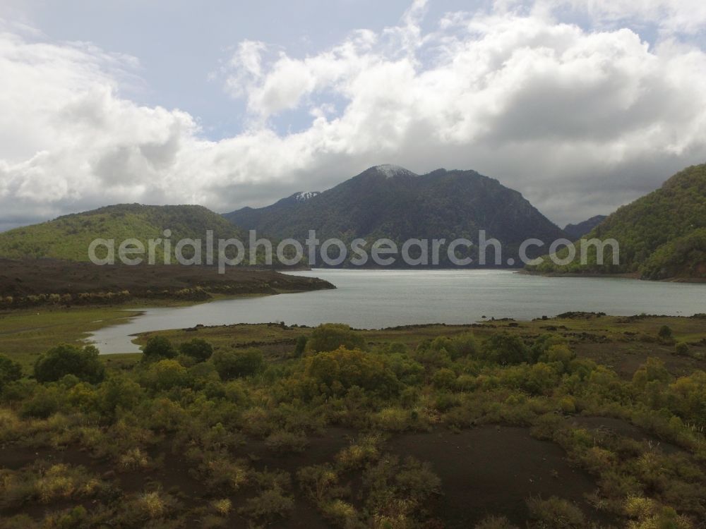 Campamento Grande from above - Riparian areas on the lake area of Laguna Quilillo O Verde in Campamento Grande in Araucania, Chile