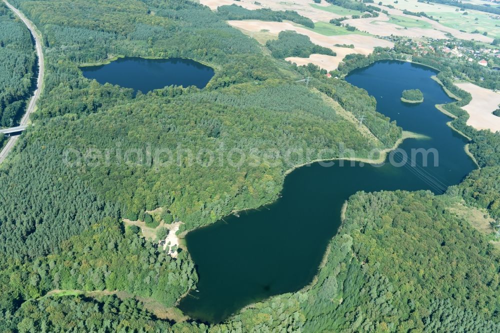 Blumenholz from the bird's eye view: Riparian areas on the lake area of Langer See in Blumenholz in the state Mecklenburg - Western Pomerania