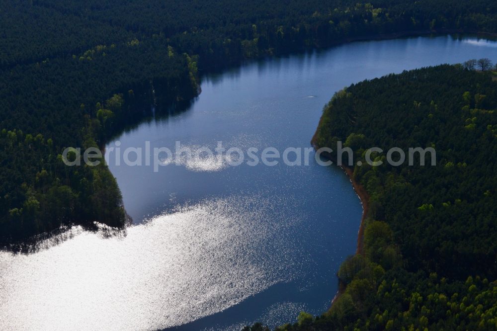 Aerial photograph Ahrensdorf - Riparian areas on the sea area of Luebbesee near Ahrensdorf in the state Brandenburg