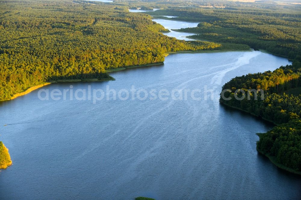 Aerial image Schillersdorf - Riparian areas on the lake area of Leppinsee in Schillersdorf in the state Mecklenburg - Western Pomerania, Germany