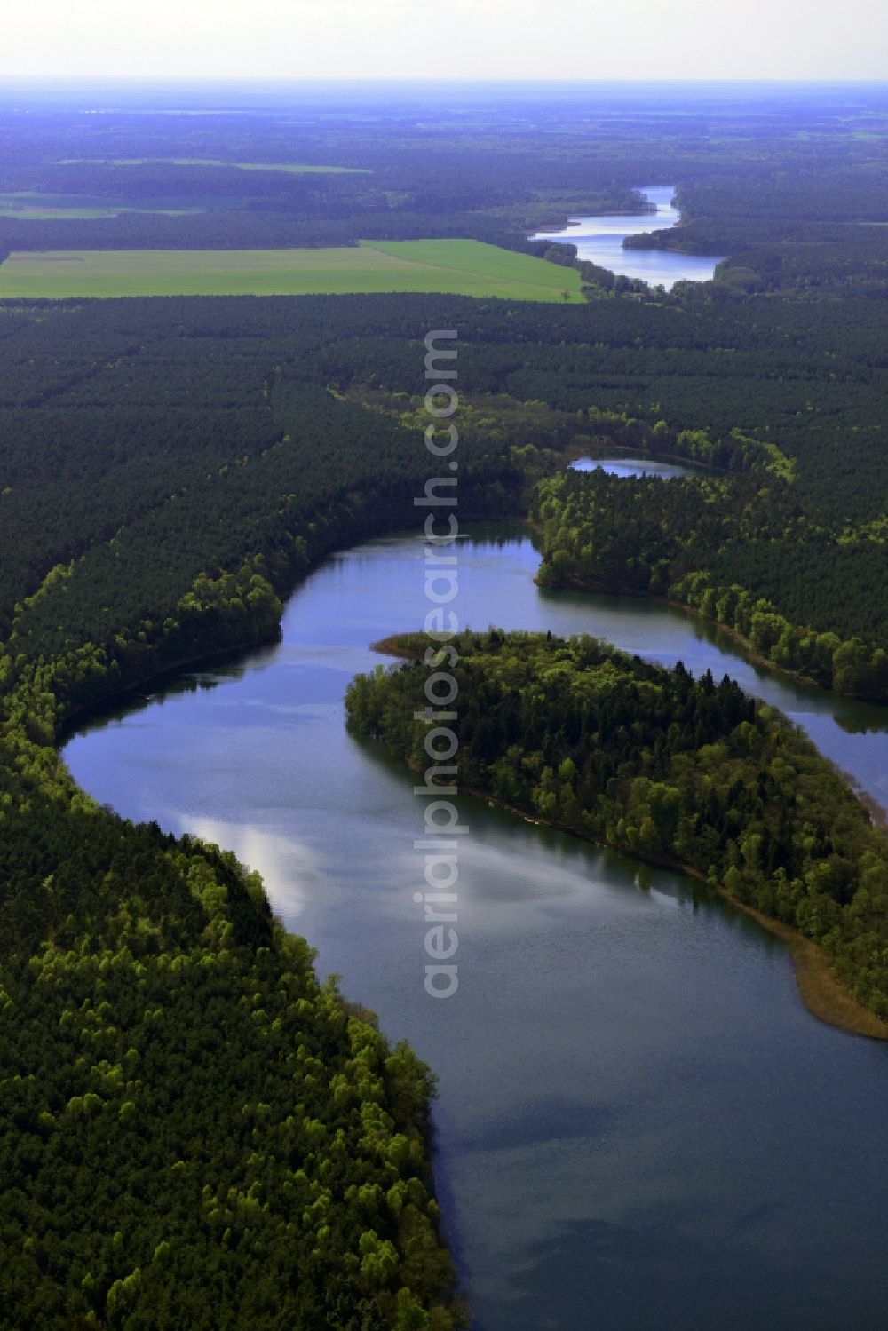 Temmen-Ringenwalde from above - Riparian areas on the sea area of Libbesickesee in Temmen-Ringenwalde in the state Brandenburg