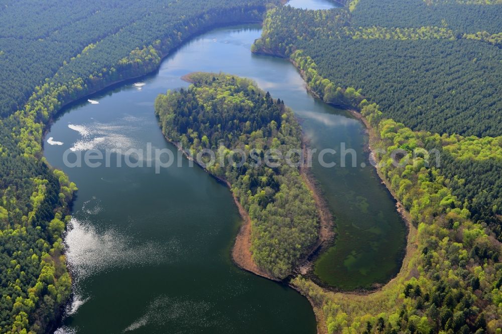 Aerial photograph Temmen-Ringenwalde - Riparian areas on the sea area of Libbesickesee in Temmen-Ringenwalde in the state Brandenburg