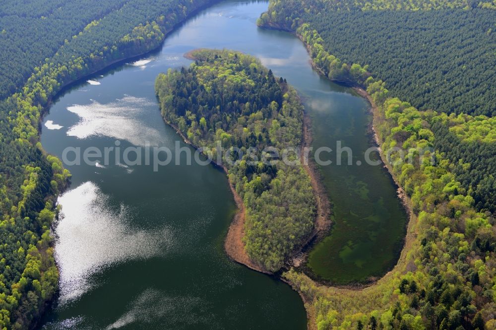 Temmen-Ringenwalde from above - Riparian areas on the sea area of Libbesickesee in Temmen-Ringenwalde in the state Brandenburg