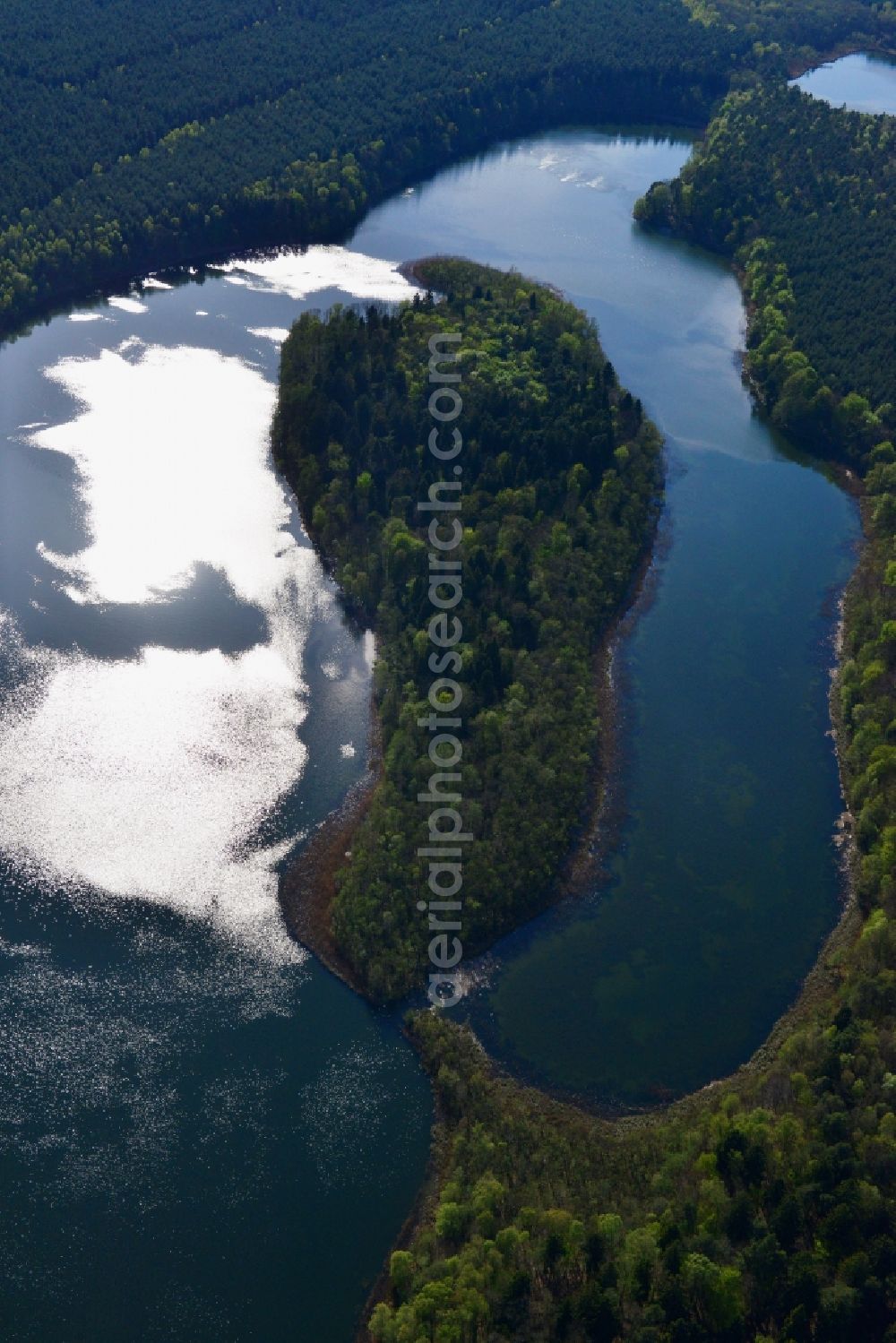 Aerial image Temmen-Ringenwalde - Riparian areas on the sea area of Libbesickesee in Temmen-Ringenwalde in the state Brandenburg