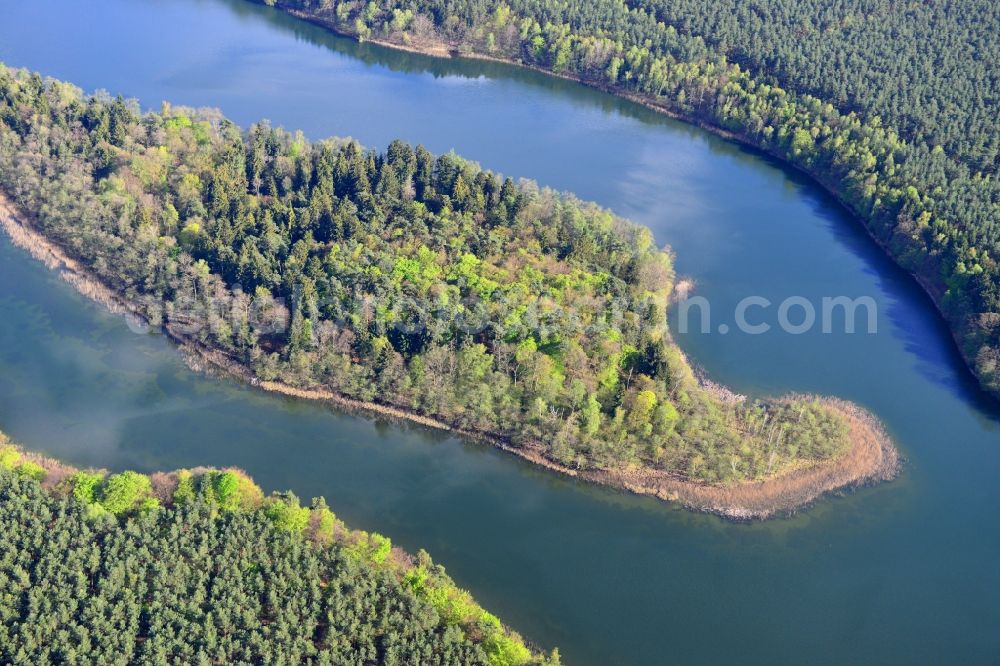 Aerial image Temmen-Ringenwalde - Riparian areas on the sea area of Libbesickesee in Temmen-Ringenwalde in the state Brandenburg