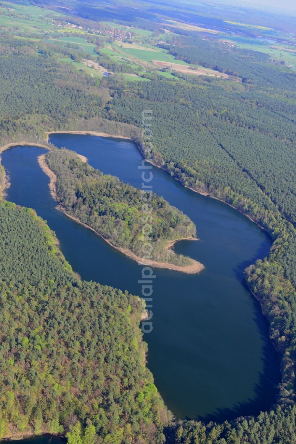 Temmen-Ringenwalde from above - Riparian areas on the sea area of Libbesickesee in Temmen-Ringenwalde in the state Brandenburg