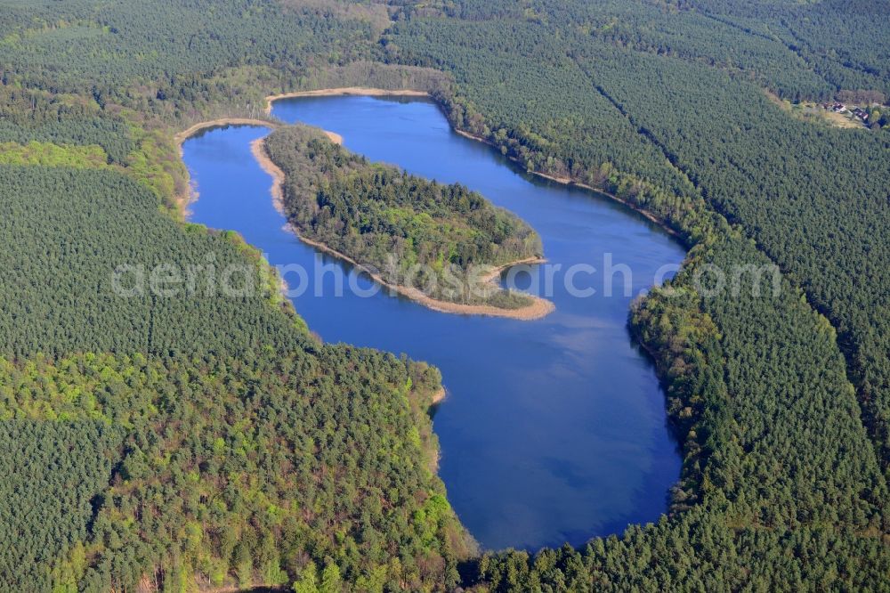 Aerial image Temmen-Ringenwalde - Riparian areas on the sea area of Libbesickesee in Temmen-Ringenwalde in the state Brandenburg