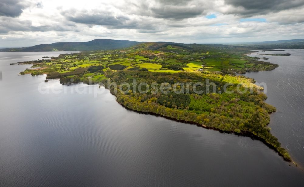 Ogonnelloe from the bird's eye view: Riparian areas on the lake area of Lough Derg in Ogonnelloe in Clare, Ireland