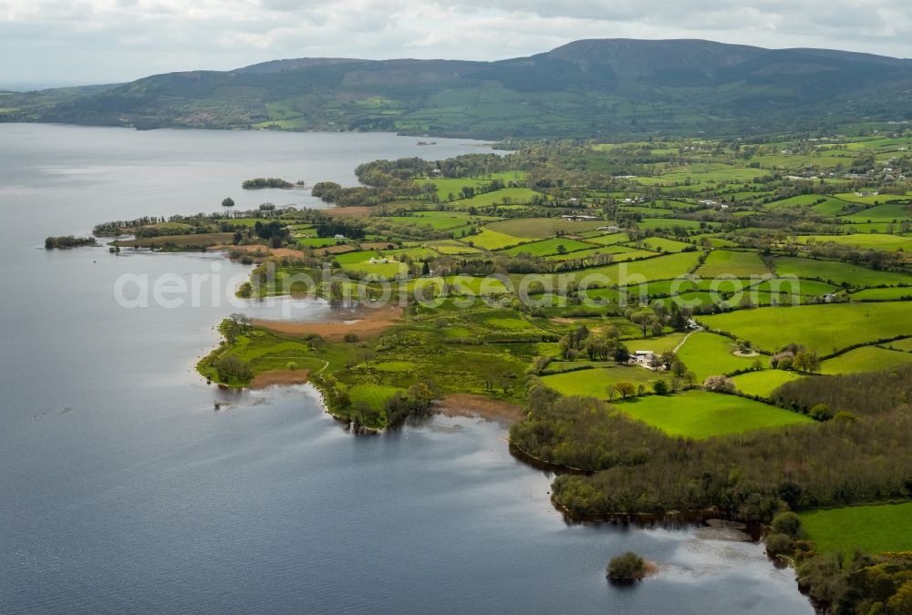 Aerial image Ogonnelloe - Riparian areas on the lake area of Lough Derg in Ogonnelloe in Clare, Ireland