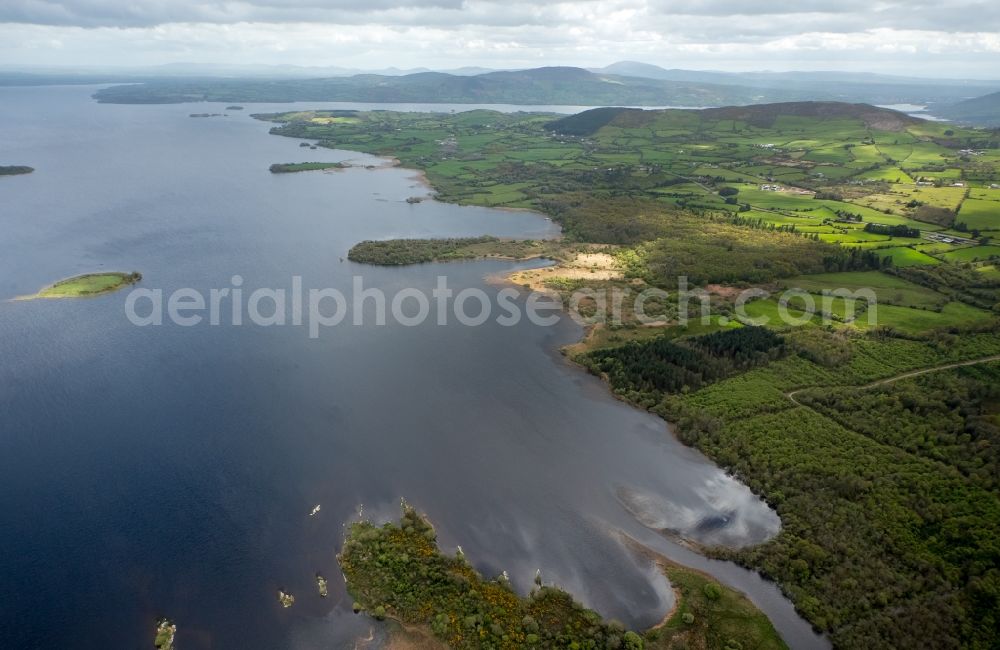 Aerial image Scarriff - Riparian areas on the lake area of Lough Derg on River Shannon in Scarriff in Clare, Ireland