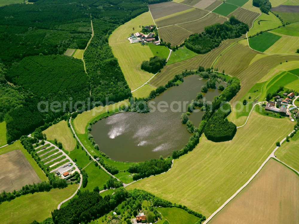 Aerial image Mühlberg - Riparian areas on the lake area of in Mühlberg in the state Baden-Wuerttemberg, Germany